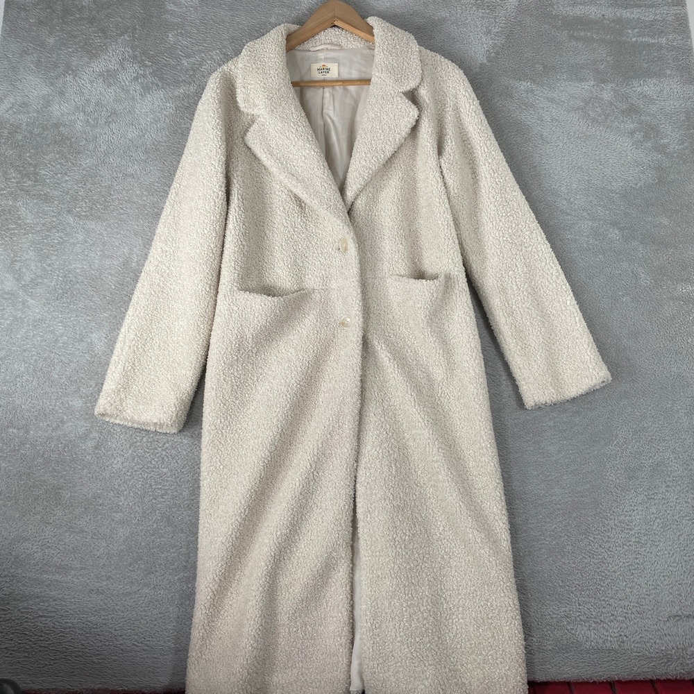 Marine Layer Colette Coat Womens Small White Faux Shearling Teddy Longline